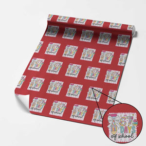 67 Days of School Wrapping Paper Roll Six Seven Cute Girly Pencil and Bow for Students Teachers TS02 Red Print Your Wear