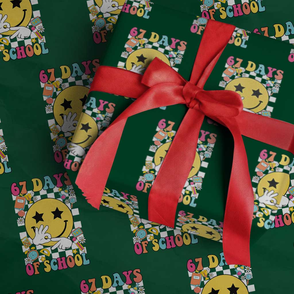 67 Days Of School Wrapping Paper Roll Six Seven Meme Student Teacher TS11 Green Print Your Wear