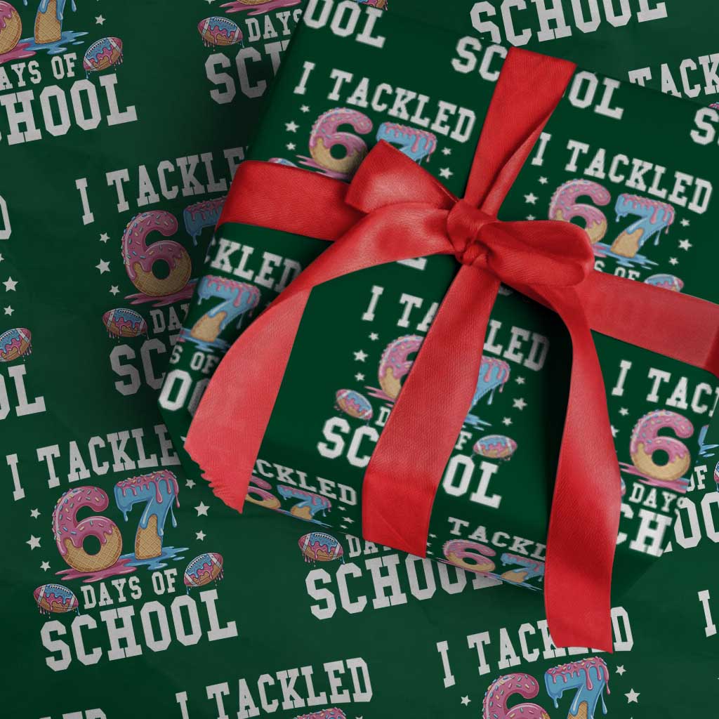 67 Days Of School Wrapping Paper Roll Six Seven Sports American Football Ice Cream Drip TS14 Green Print Your Wear