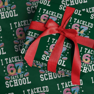 67 Days Of School Wrapping Paper Roll Six Seven Sports American Football Ice Cream Drip TS14 Green Print Your Wear