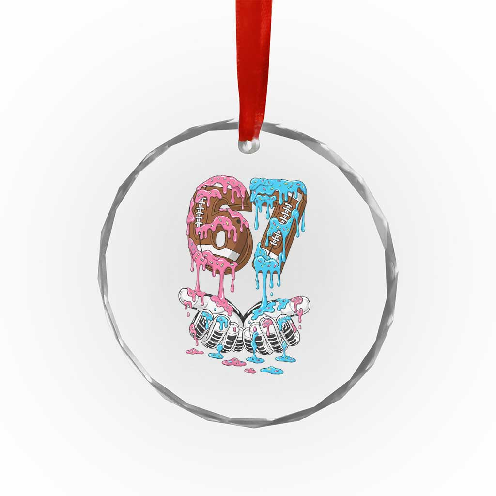 67 Football Meme Crystal Glass Ornament Six Seven Sports American Football Ice Cream Drip TS14 Print Your Wear