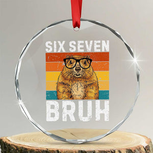67 Groundhog Meme Crystal Glass Ornament Funny Six Seven Bruh Groundhog Day TS14 Transparent Glass 3'' Circle Print Your Wear