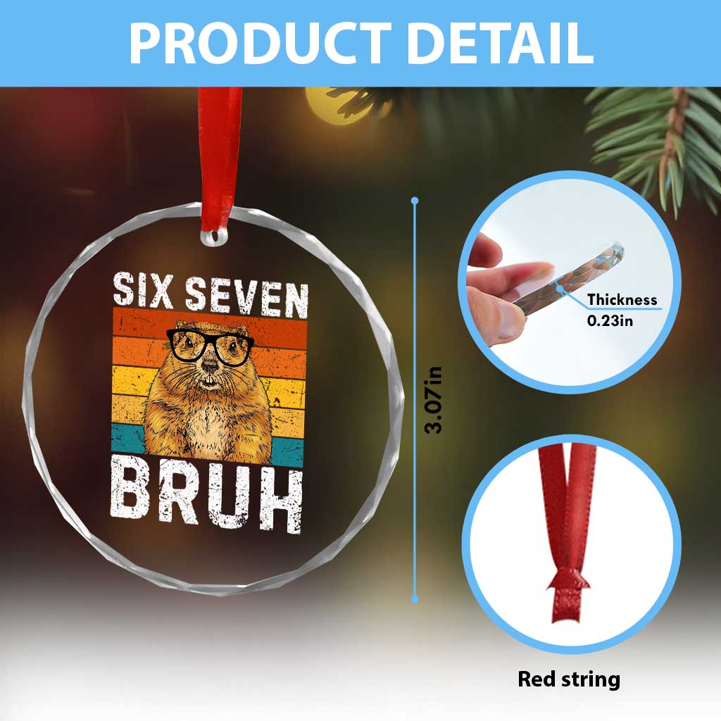 67 Groundhog Meme Crystal Glass Ornament Funny Six Seven Bruh Groundhog Day TS14 Print Your Wear