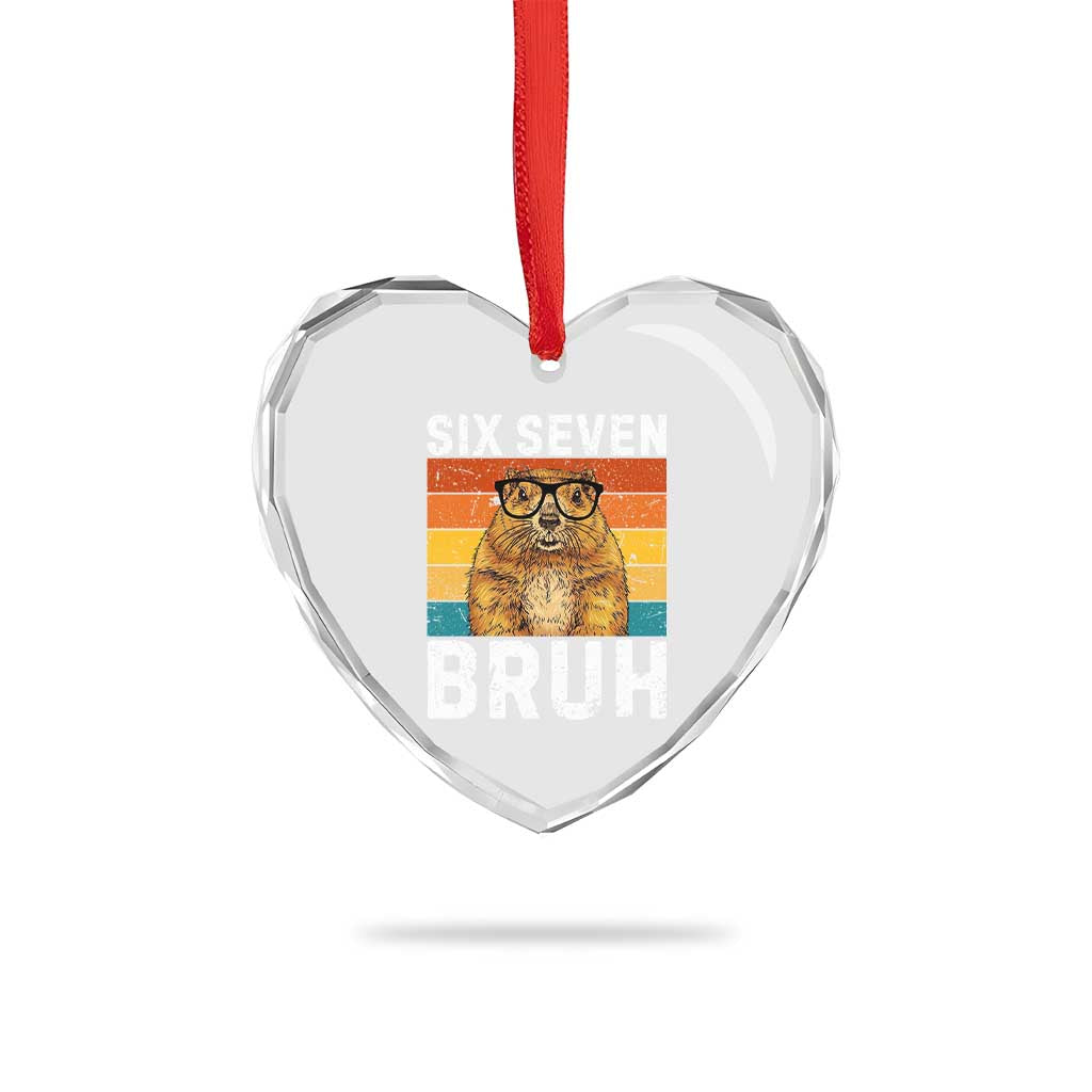 67 Groundhog Meme Heart Crystal Glass Ornament Funny Six Seven Bruh Groundhog Day TS14 Print Your Wear