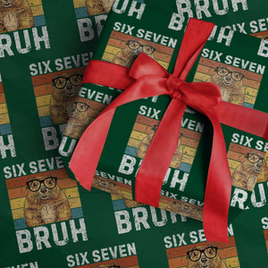 67 Groundhog Meme Wrapping Paper Roll Funny Six Seven Bruh Groundhog Day TS14 Green Print Your Wear
