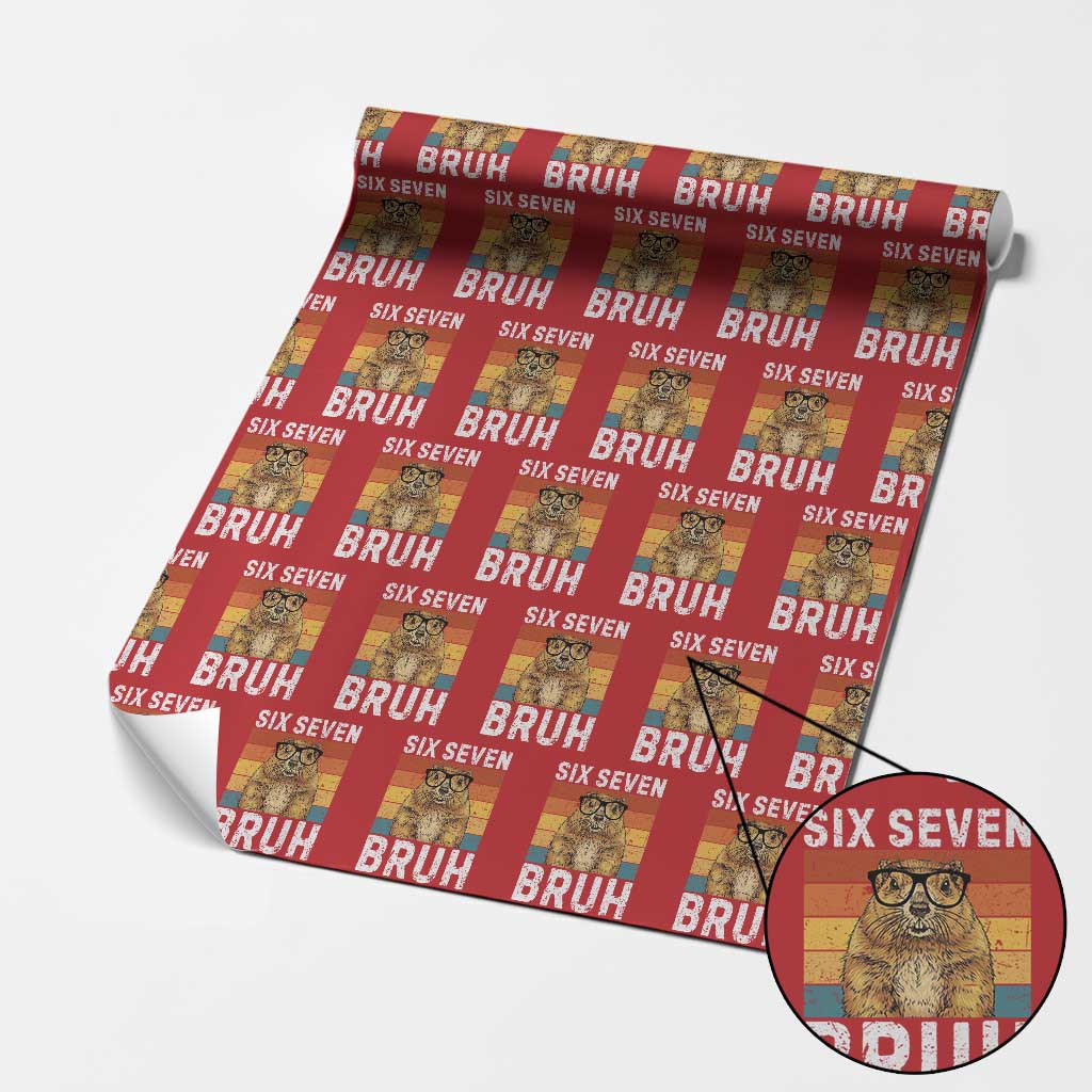 67 Groundhog Meme Wrapping Paper Roll Funny Six Seven Bruh Groundhog Day TS14 Red Print Your Wear