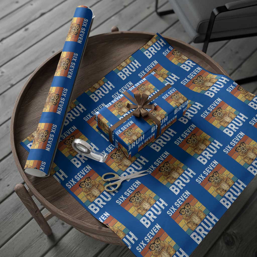 67 Groundhog Meme Wrapping Paper Roll Funny Six Seven Bruh Groundhog Day TS14 Blue Print Your Wear