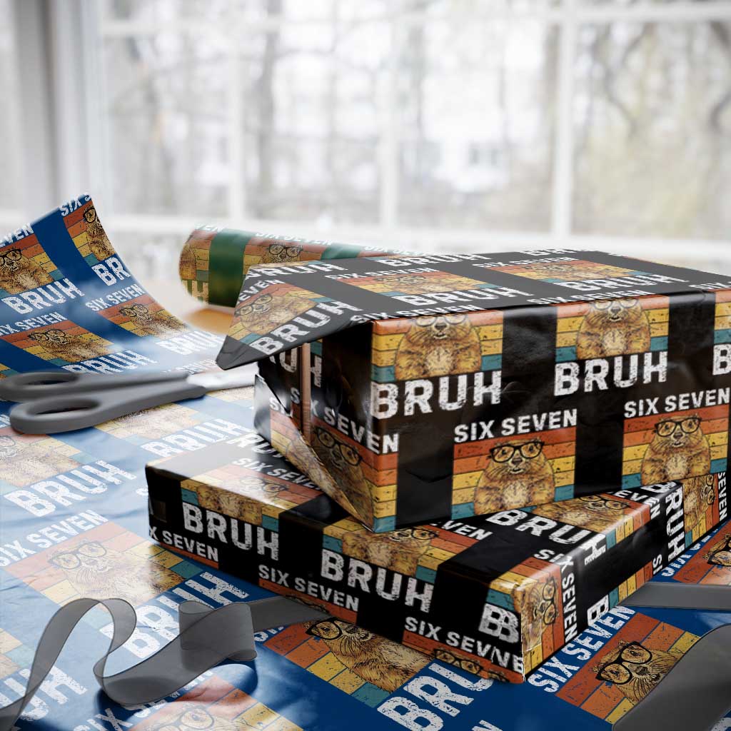 67 Groundhog Meme Wrapping Paper Roll Funny Six Seven Bruh Groundhog Day TS14 Black Print Your Wear