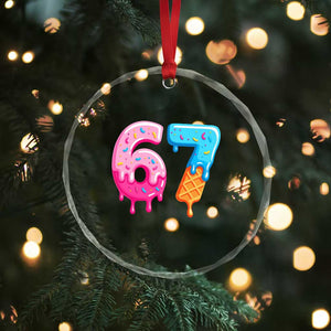 67 Ice Cream Drip Meme Crystal Glass Ornament Funny Six Seven Gen Alpha Slang TS10 Print Your Wear