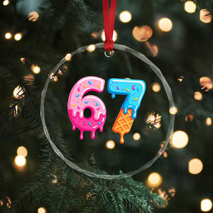 67 Ice Cream Drip Meme Crystal Glass Ornament Funny Six Seven Gen Alpha Slang TS10 Print Your Wear