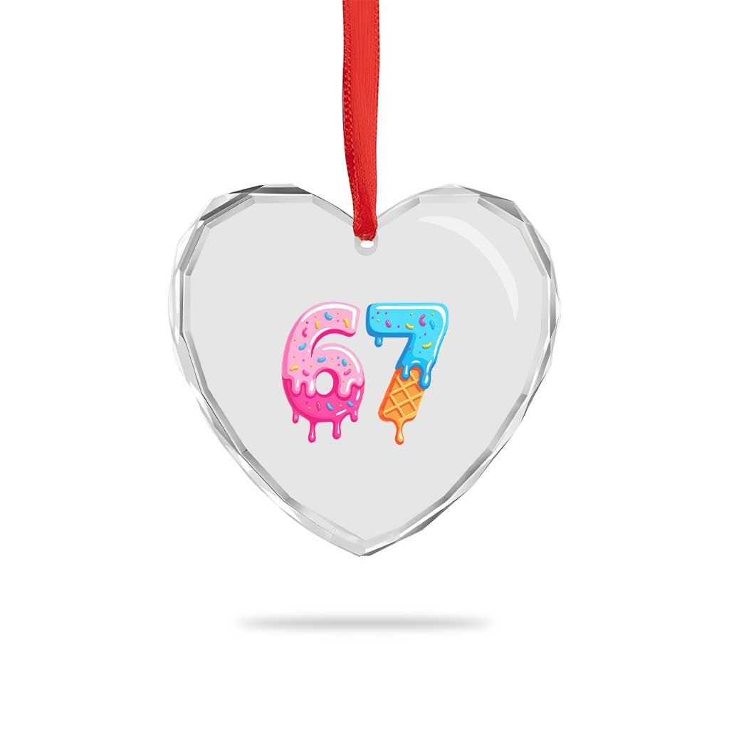 67 Ice Cream Drip Meme Heart Crystal Glass Ornament Funny Six Seven Gen Alpha Slang TS10 Print Your Wear