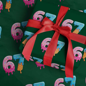 67 Ice Cream Drip Meme Wrapping Paper Roll Funny Six Seven Gen Alpha Slang TS10 Green Print Your Wear