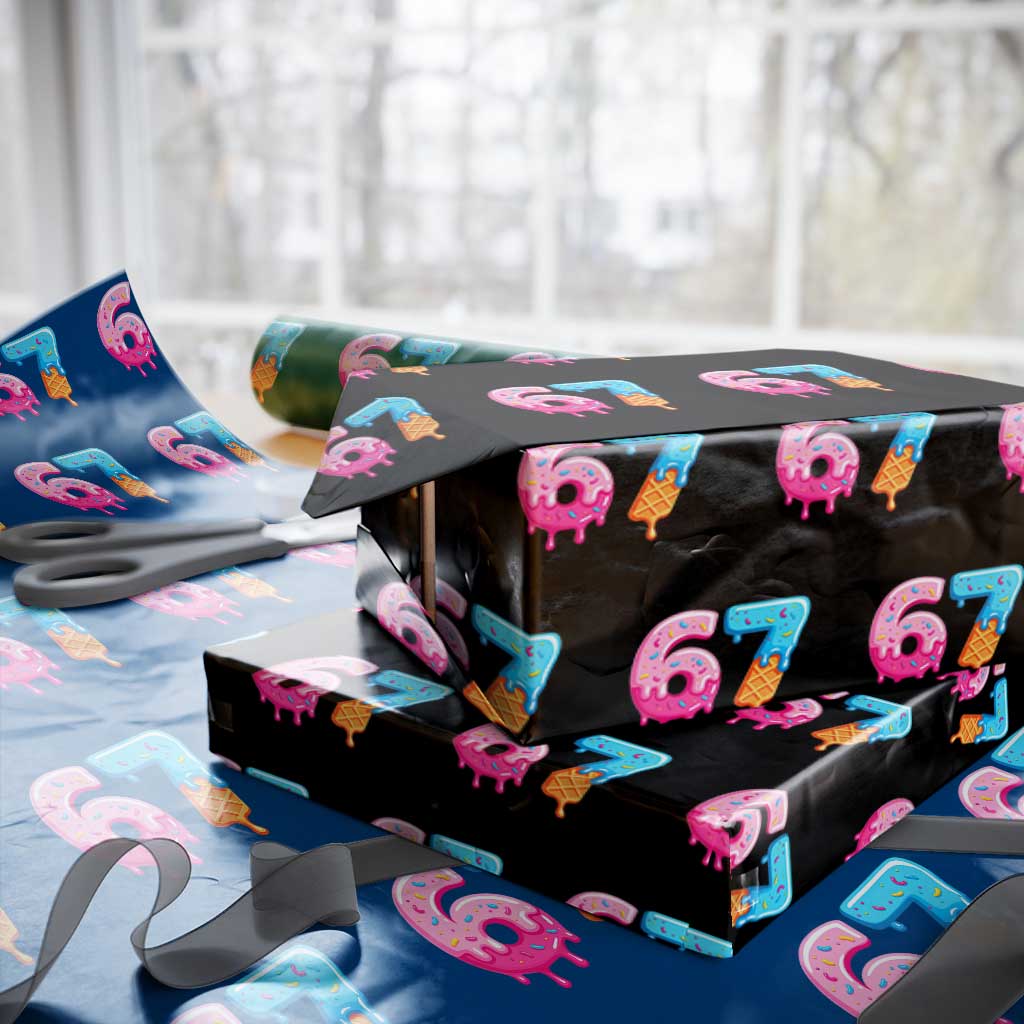 67 Ice Cream Drip Meme Wrapping Paper Roll Funny Six Seven Gen Alpha Slang TS10 Black Print Your Wear