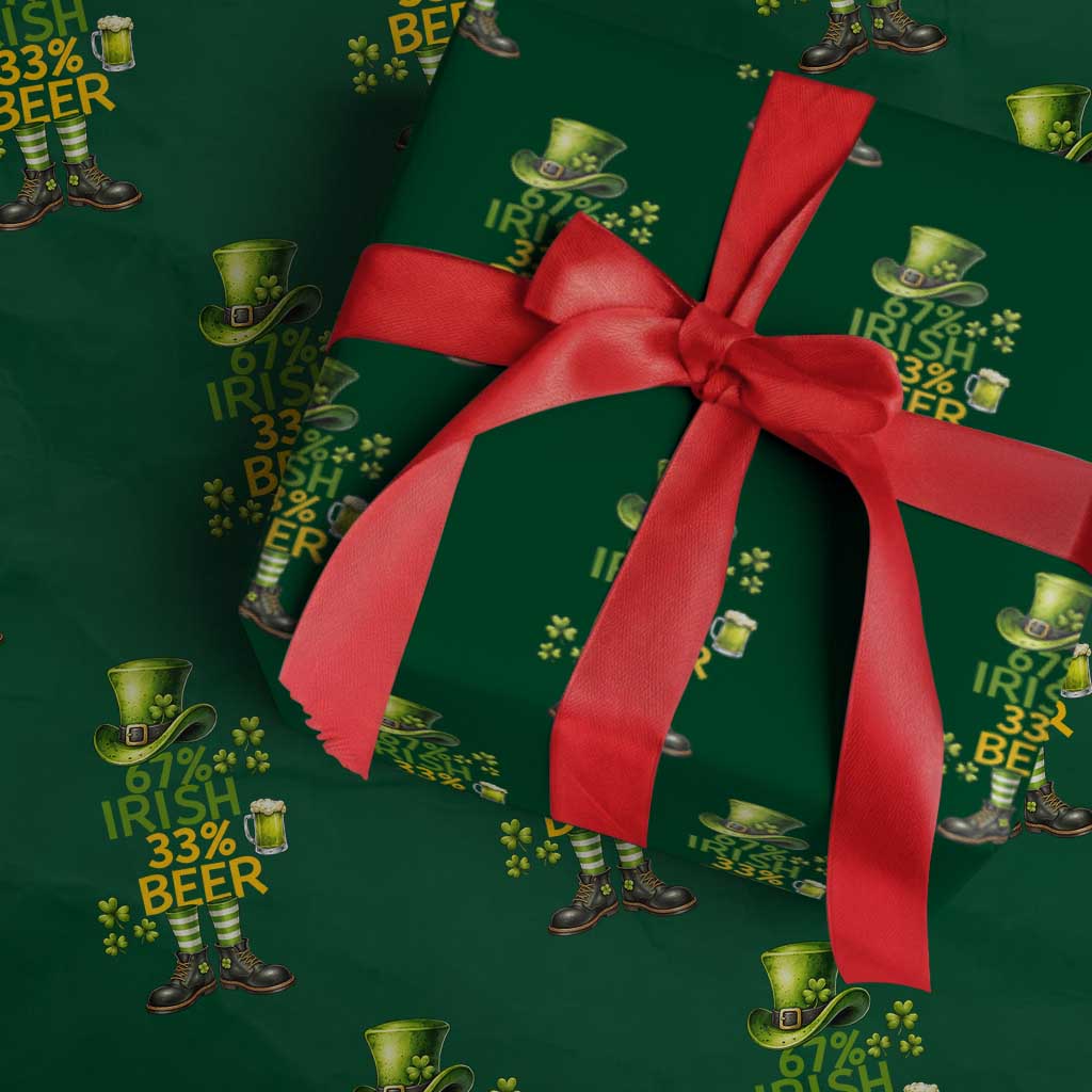 67 Irish 33 Beer Wrapping Paper Roll Funny Six Seven Leprechaun Drinking Beer Lover TS14 Green Print Your Wear