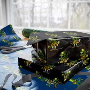 67 Irish 33 Beer Wrapping Paper Roll Funny Six Seven Leprechaun Drinking Beer Lover TS14 Black Print Your Wear