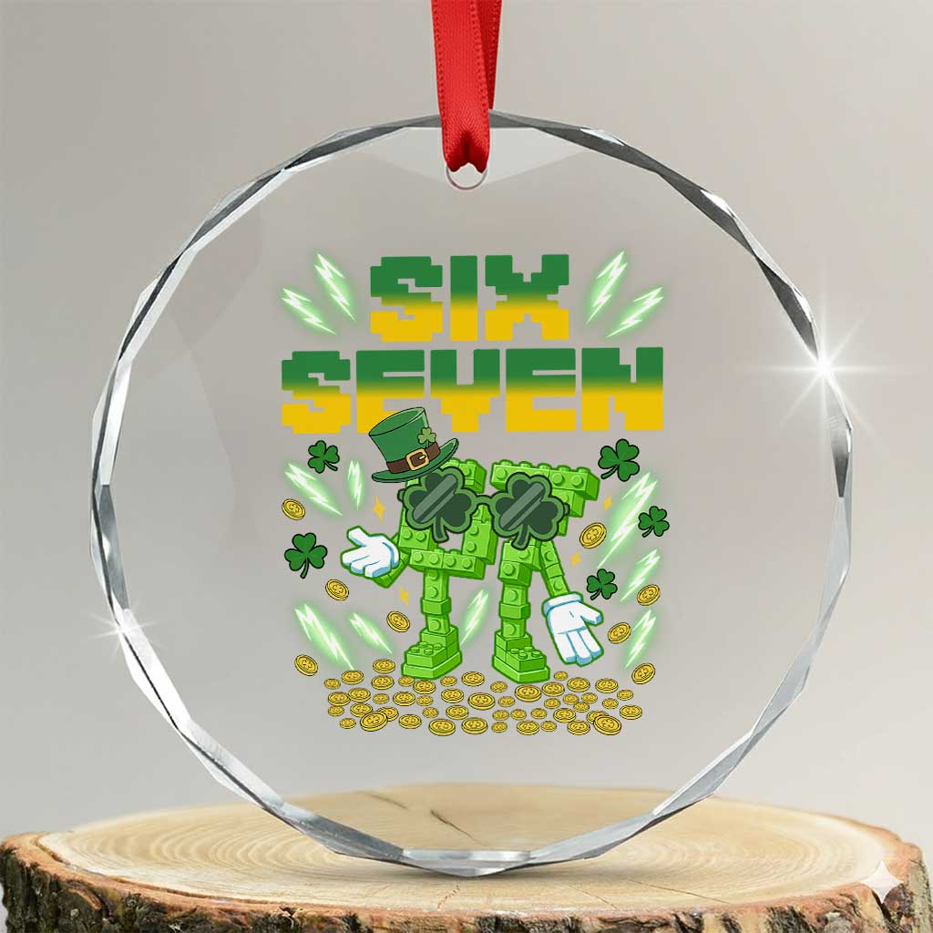 67 Italian Brainrot St Patricks Day Crystal Glass Ornament Funny Six Seven Leprechaun Playing Baseball Meme TS14 Transparent Glass 3'' Circle Print Your Wear