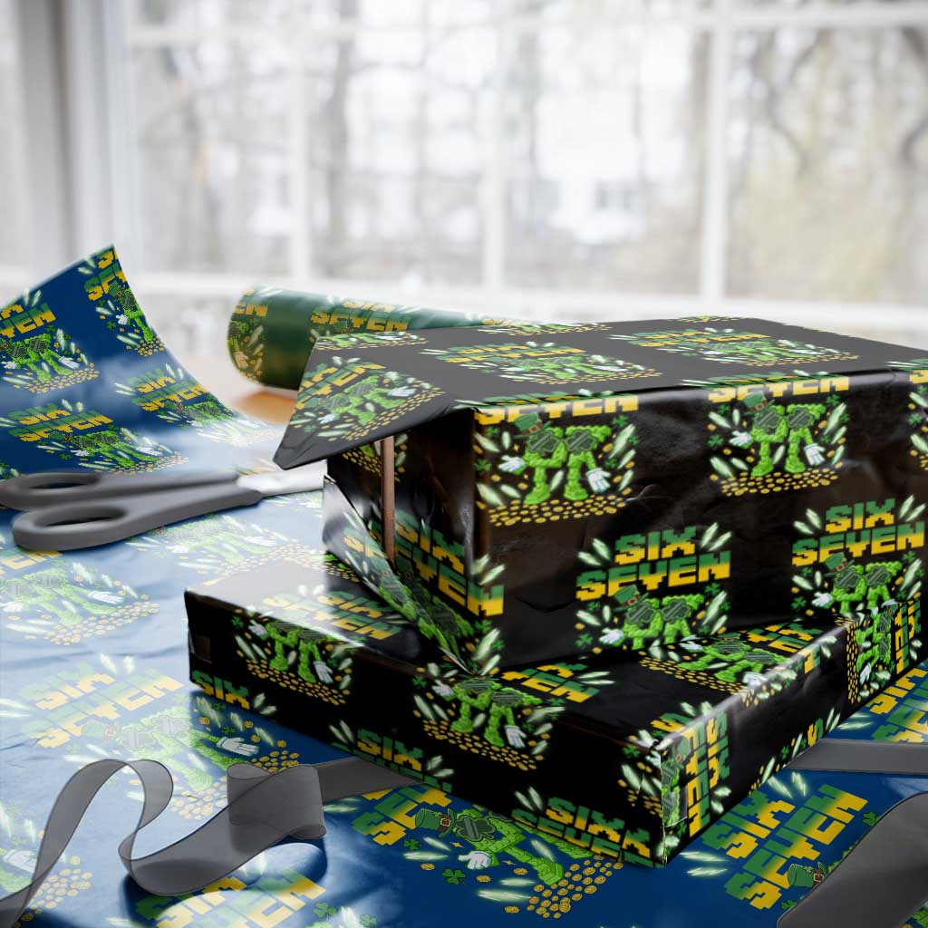 67 Italian Brainrot St Patricks Day Wrapping Paper Roll Funny Six Seven Leprechaun Playing Baseball Meme TS14 Black Print Your Wear