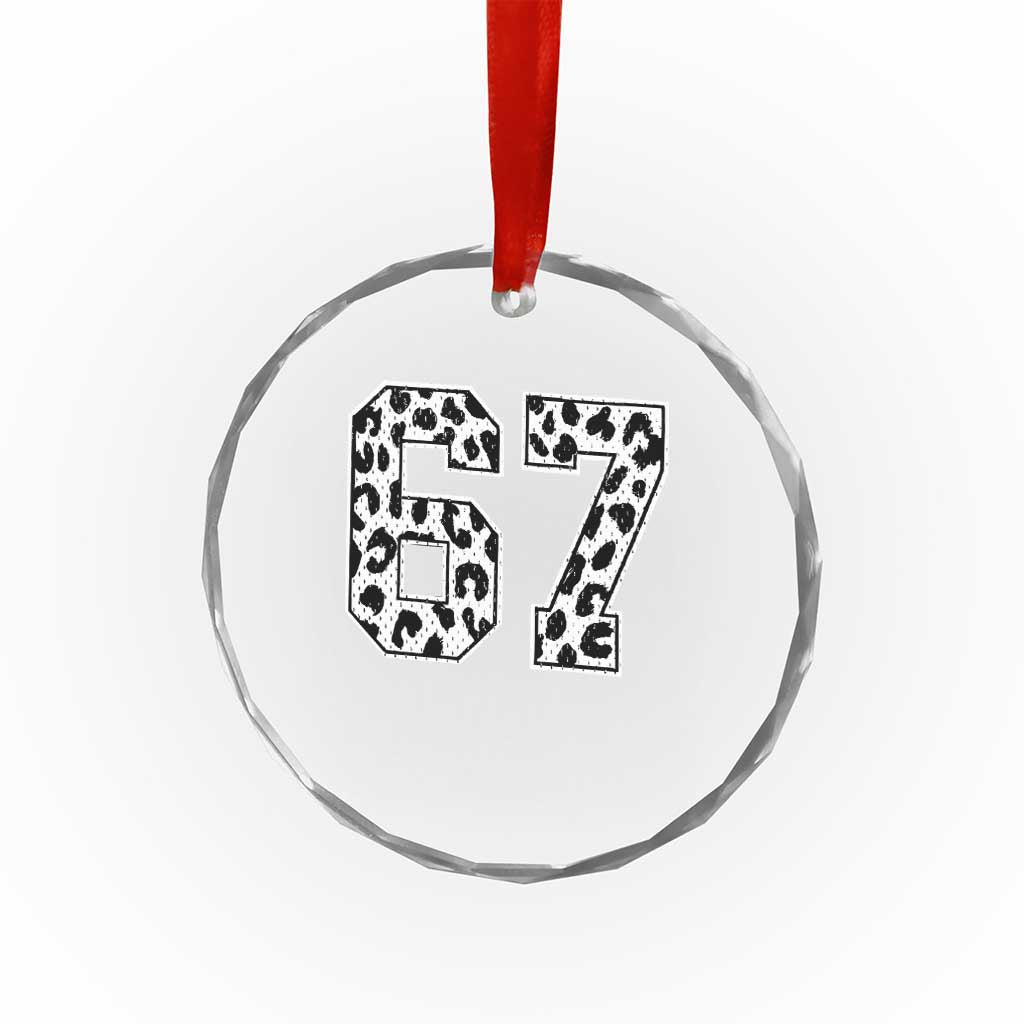 67 Jersey Number Crystal Glass Ornament Funny Six Seven Meme Y2k Leopard Number TS10 Print Your Wear