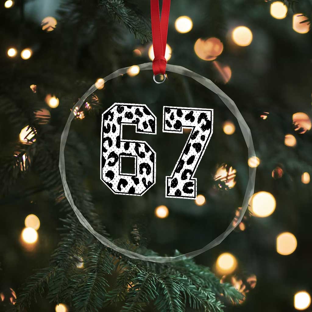 67 Jersey Number Crystal Glass Ornament Funny Six Seven Meme Y2k Leopard Number TS10 Print Your Wear
