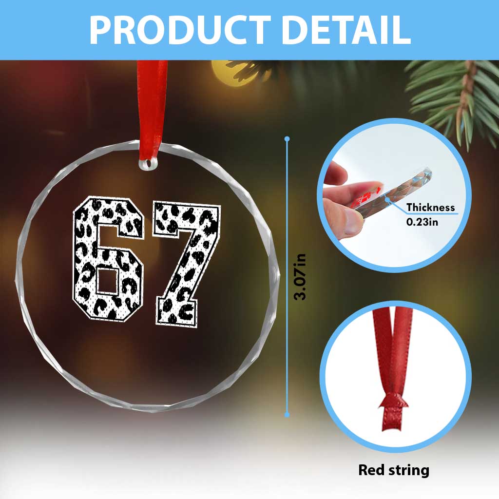 67 Jersey Number Crystal Glass Ornament Funny Six Seven Meme Y2k Leopard Number TS10 Print Your Wear