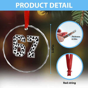 67 Jersey Number Crystal Glass Ornament Funny Six Seven Meme Y2k Leopard Number TS10 Print Your Wear