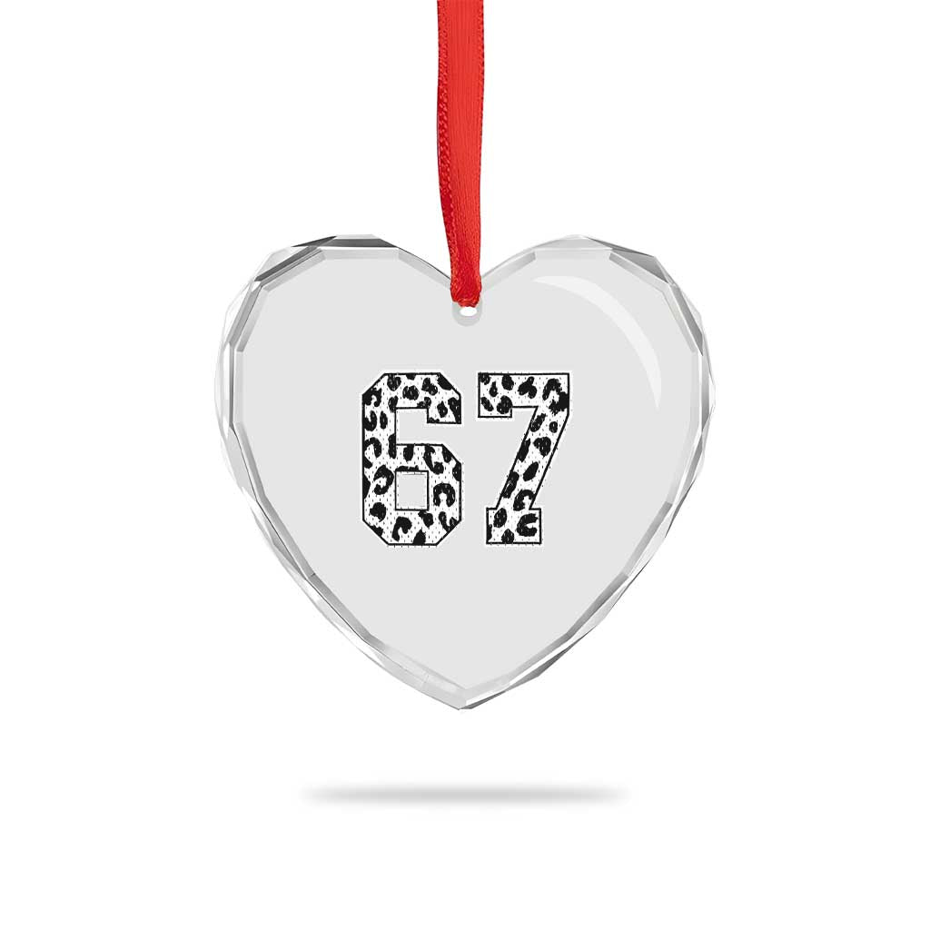 67 Jersey Number Heart Crystal Glass Ornament Funny Six Seven Meme Y2k Leopard Number TS10 Print Your Wear