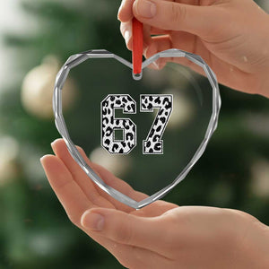 67 Jersey Number Heart Crystal Glass Ornament Funny Six Seven Meme Y2k Leopard Number TS10 Print Your Wear