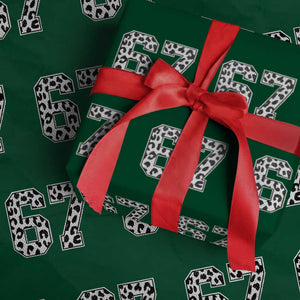 67 Jersey Number Wrapping Paper Roll Funny Six Seven Meme Y2k Leopard Number TS10 Green Print Your Wear
