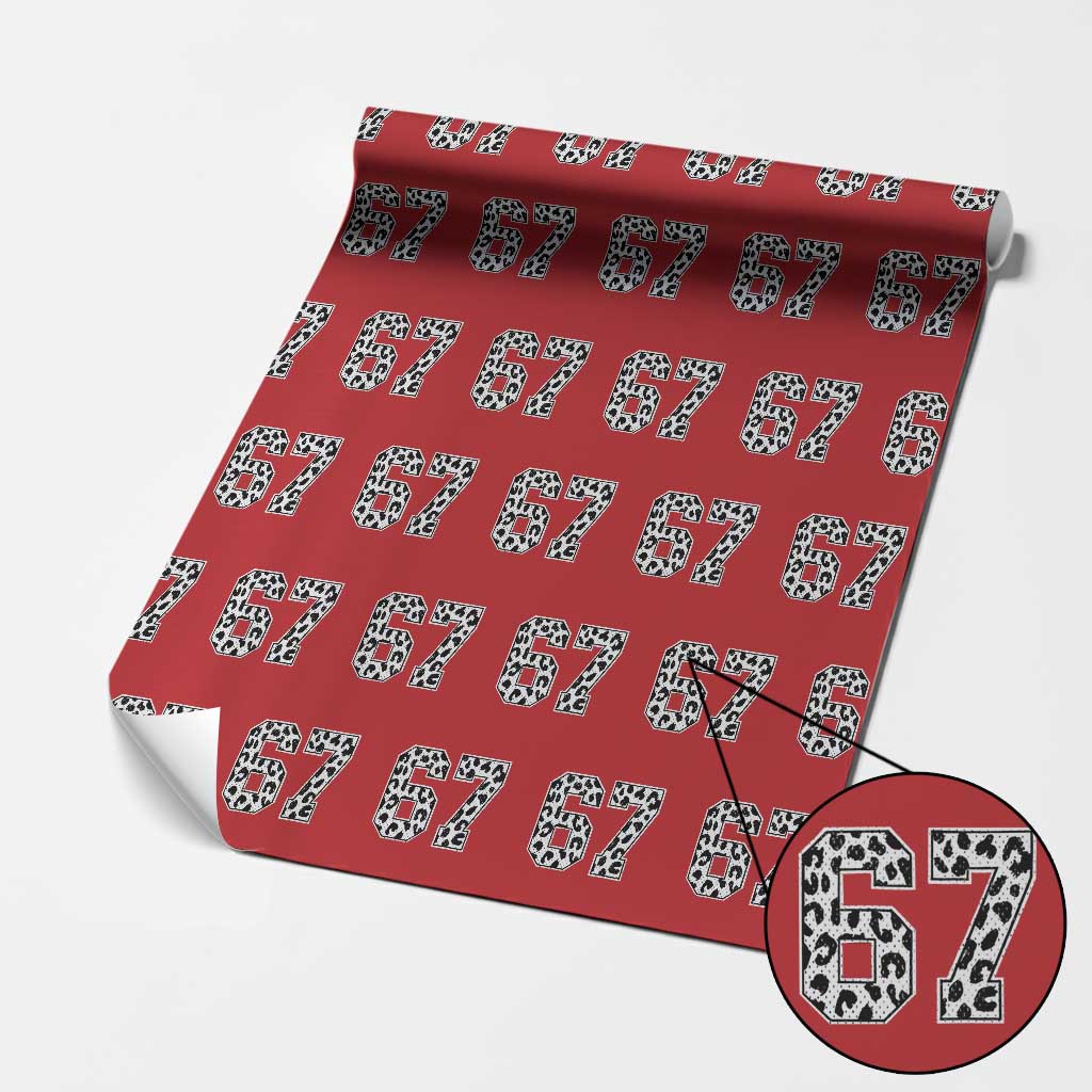 67 Jersey Number Wrapping Paper Roll Funny Six Seven Meme Y2k Leopard Number TS10 Red Print Your Wear