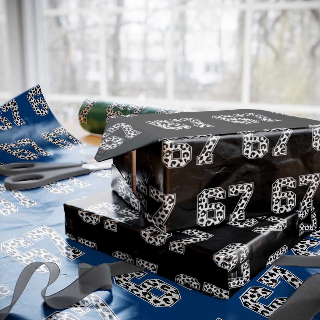67 Jersey Number Wrapping Paper Roll Funny Six Seven Meme Y2k Leopard Number TS10 Black Print Your Wear
