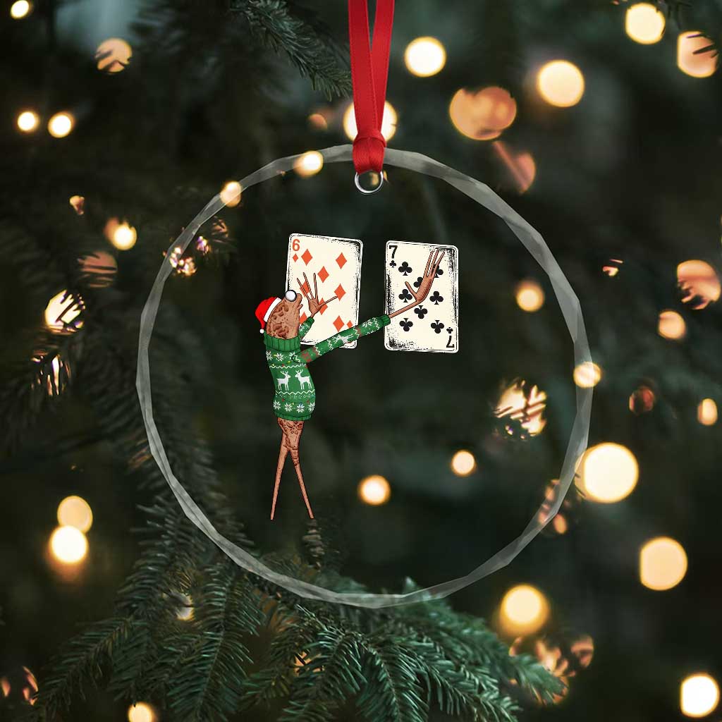 67 Marcus The Worm Poker Game Christmas Crystal Glass Ornament Funny Six Seven Meme Playing Cards Holiday Vibe TS14 Print Your Wear