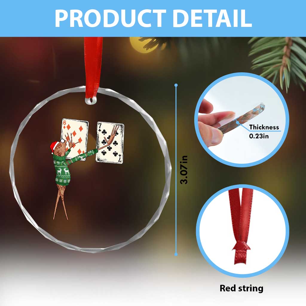 67 Marcus The Worm Poker Game Christmas Crystal Glass Ornament Funny Six Seven Meme Playing Cards Holiday Vibe TS14 Print Your Wear