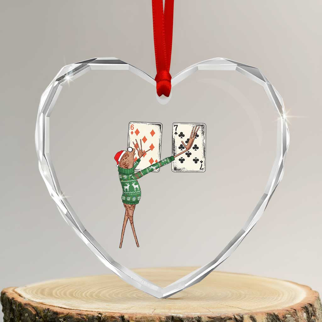 67 Marcus The Worm Poker Game Christmas Heart Crystal Glass Ornament Funny Six Seven Meme Playing Cards Holiday Vibe TS14 Transparent Glass 3'' Heart Print Your Wear