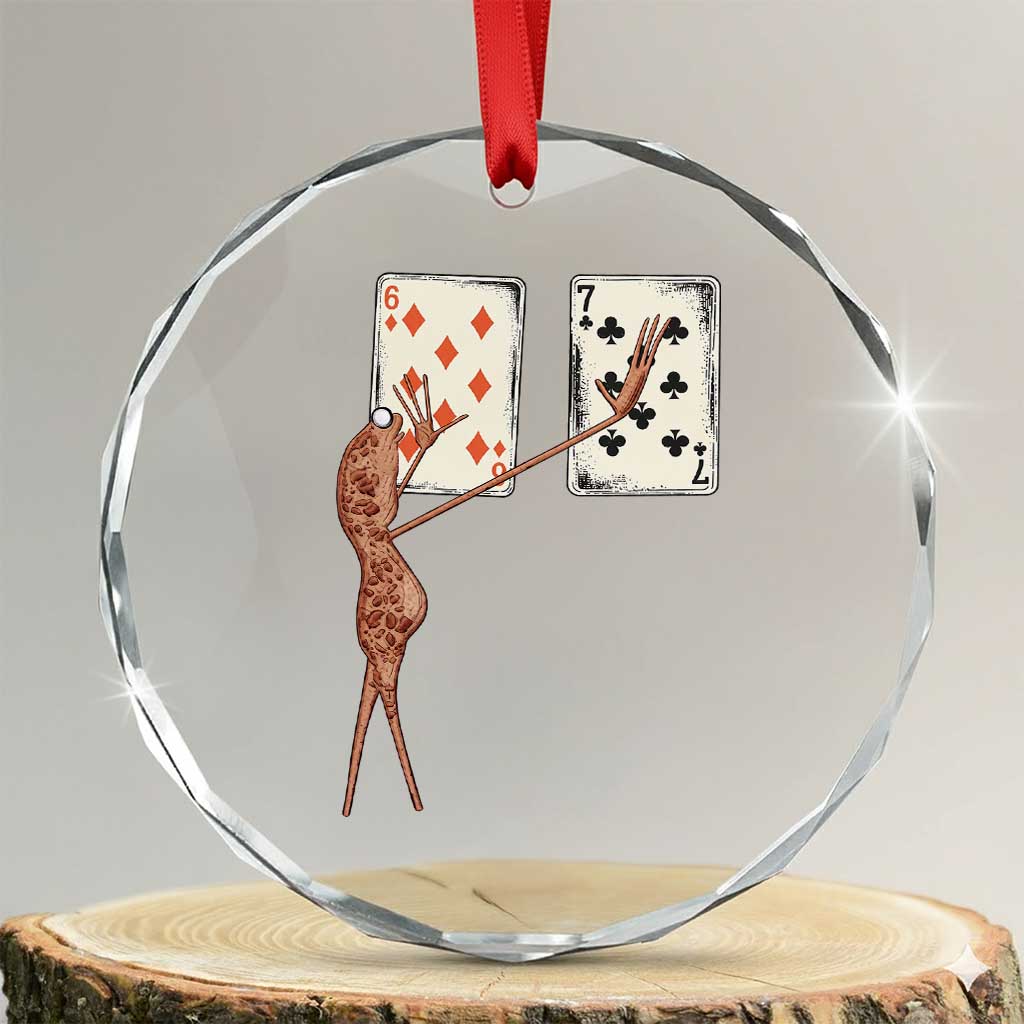 67 Marcus The Worm Poker Game Crystal Glass Ornament Funny Six Seven Meme Playing Cards TS14 Transparent Glass 3'' Circle Print Your Wear