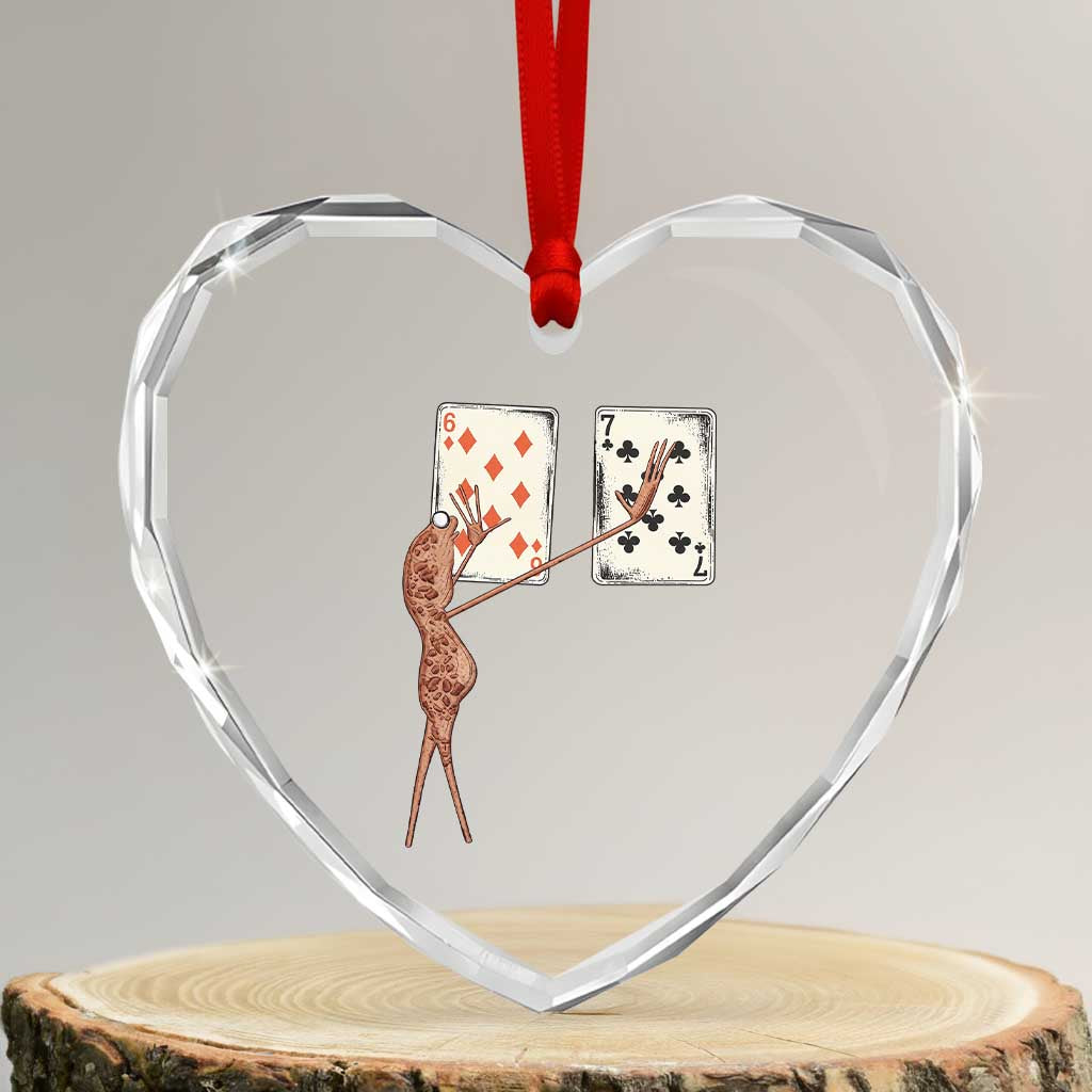 67 Marcus The Worm Poker Game Heart Crystal Glass Ornament Funny Six Seven Meme Playing Cards TS14 Transparent Glass 3'' Heart Print Your Wear