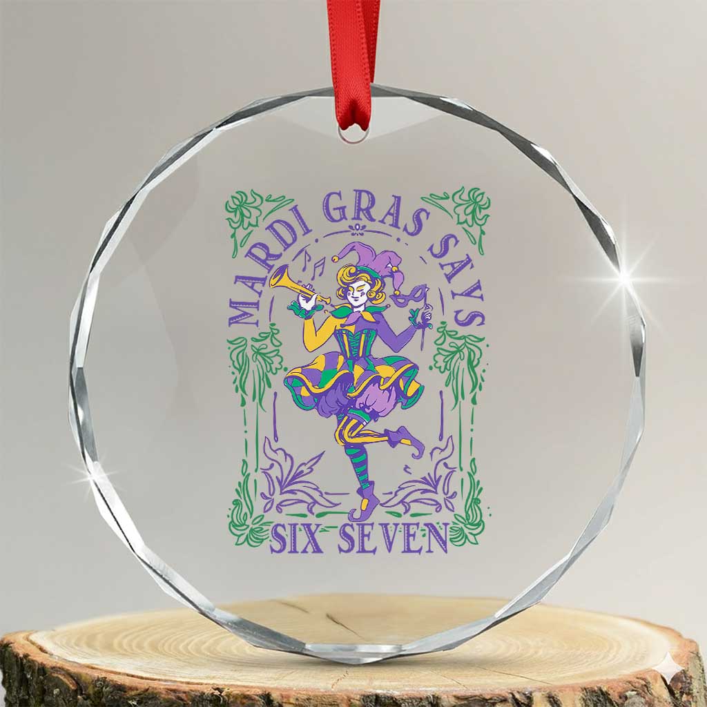 67 Mardi Gras Crystal Glass Ornament Funny Six Seven Carnival Trendy TS14 Transparent Glass 3'' Circle Print Your Wear