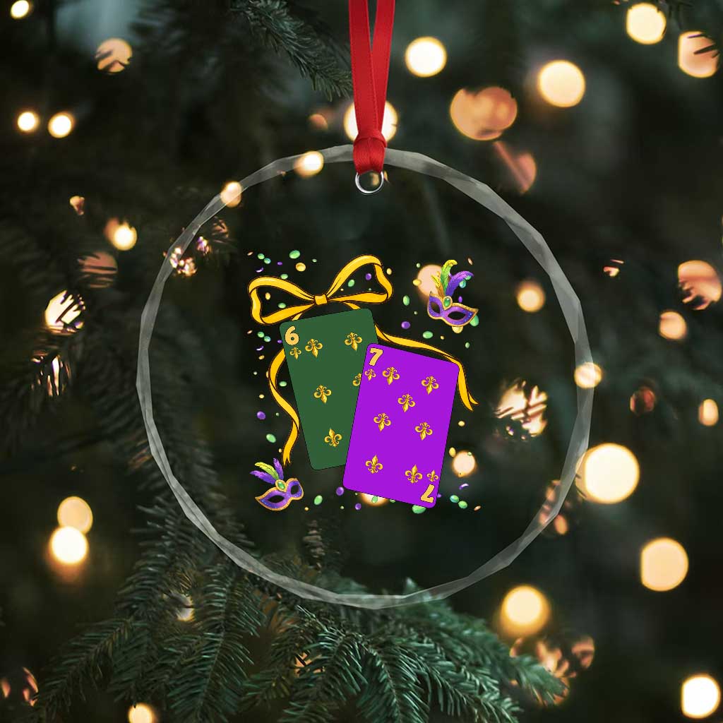 67 Mardi Gras Crystal Glass Ornament Funny Six Seven Playing Cards Meme TS14 Print Your Wear