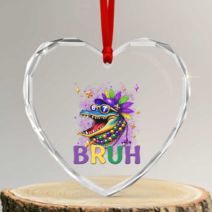 67 Mardi Gras Heart Crystal Glass Ornament Funny Alligator Six Seven Bruh Meme TS14 Transparent Glass 3'' Heart Print Your Wear