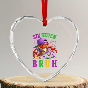 67 Mardi Gras Heart Crystal Glass Ornament Funny Crawfish Six Seven Bruh Meme TS14 Transparent Glass 3'' Heart Print Your Wear