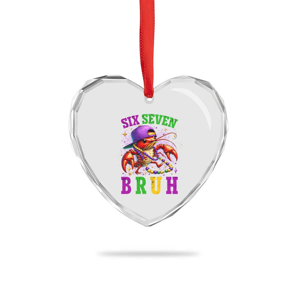 67 Mardi Gras Heart Crystal Glass Ornament Funny Crawfish Six Seven Bruh Meme TS14 Print Your Wear