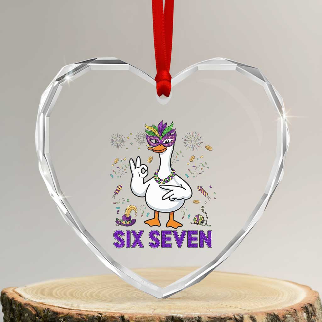 67 Mardi Gras Heart Crystal Glass Ornament Funny Goose Meme Carnival Trendy TS14 Transparent Glass 3'' Heart Print Your Wear