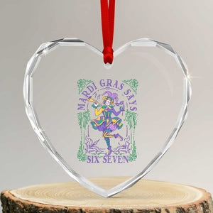 67 Mardi Gras Heart Crystal Glass Ornament Funny Six Seven Carnival Trendy TS14 Transparent Glass 3'' Heart Print Your Wear