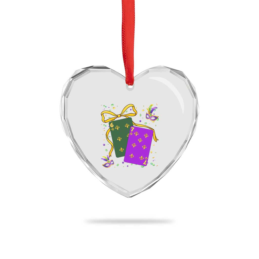 67 Mardi Gras Heart Crystal Glass Ornament Funny Six Seven Playing Cards Meme TS14 Print Your Wear