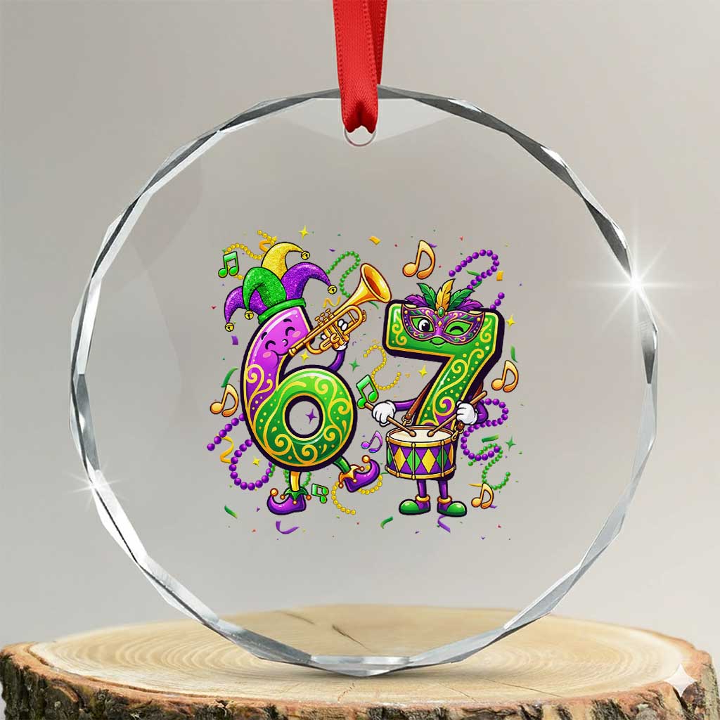 67 Mardi Gras Meme Crystal Glass Ornament Funny Six Seven Carnival Party TS14 Transparent Glass 3'' Circle Print Your Wear