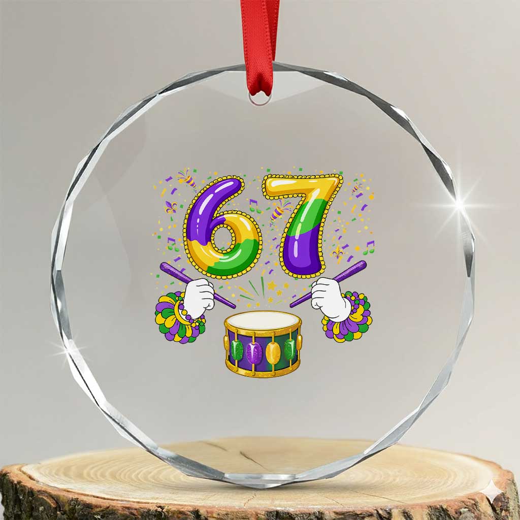 67 Mardi Gras Meme Crystal Glass Ornament Funny Six Seven Carnival Trendy TS14 Transparent Glass 3'' Circle Print Your Wear