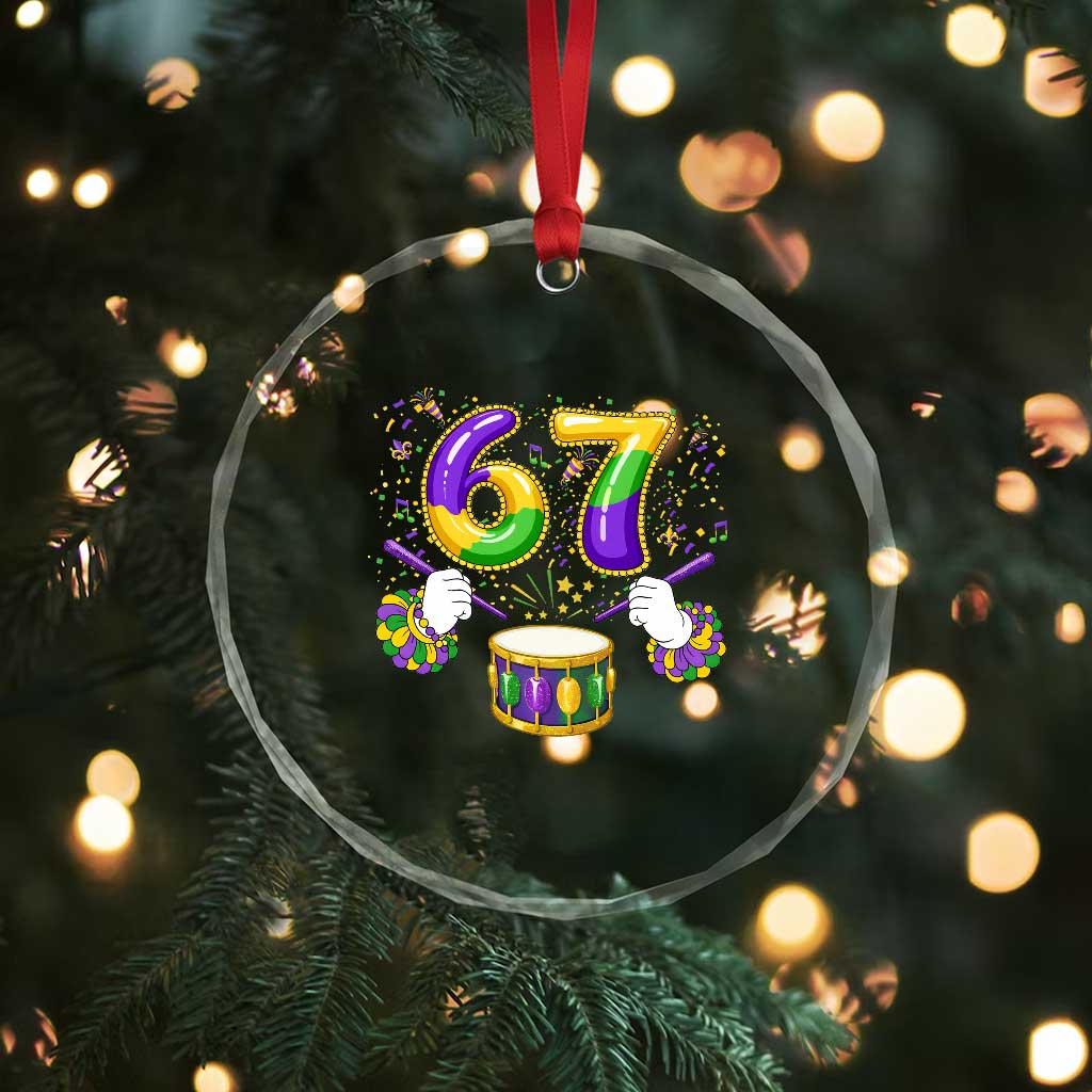 67 Mardi Gras Meme Crystal Glass Ornament Funny Six Seven Carnival Trendy TS14 Print Your Wear