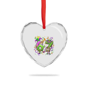 67 Mardi Gras Meme Heart Crystal Glass Ornament Funny Six Seven Carnival Party TS14 Print Your Wear