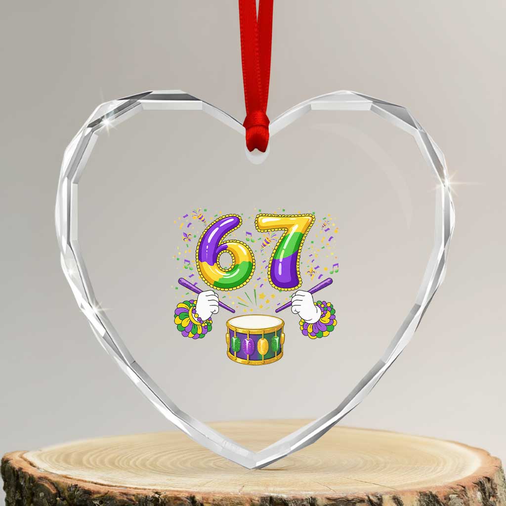 67 Mardi Gras Meme Heart Crystal Glass Ornament Funny Six Seven Carnival Trendy TS14 Transparent Glass 3'' Heart Print Your Wear