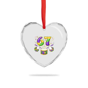 67 Mardi Gras Meme Heart Crystal Glass Ornament Funny Six Seven Carnival Trendy TS14 Print Your Wear