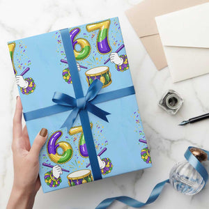 67 Mardi Gras Meme Wrapping Paper Roll Funny Six Seven Carnival Trendy TS14 Light Blue Print Your Wear